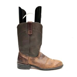 Vintage 1990s men's dark brown leather western style roper work boots